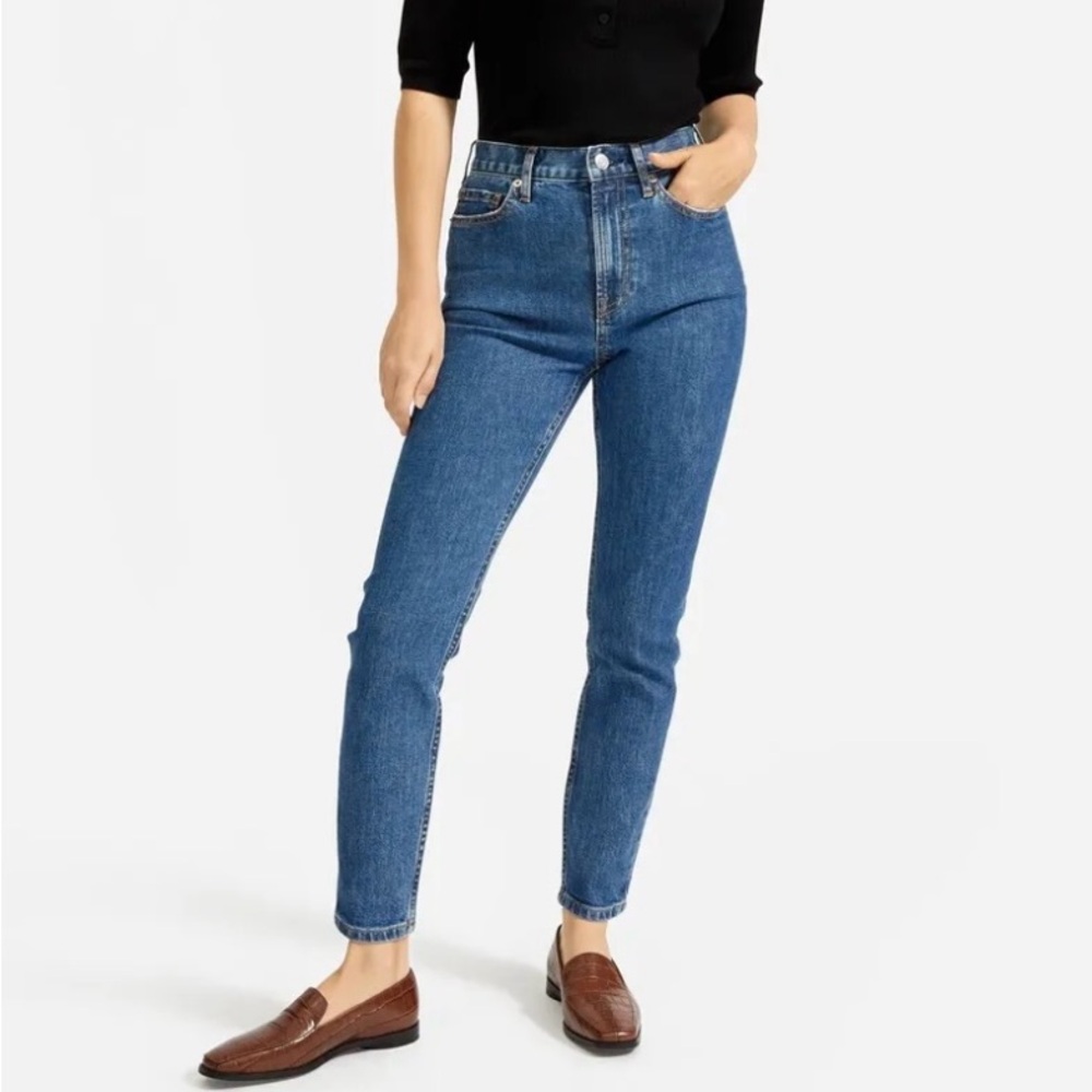 Everlane curvy high rise skinny jean, ankle length, mid blue, new with tags